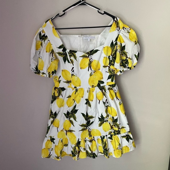 English Factory Yellow Lemon Print Mini Dress Size Large - Picture 2 of 9